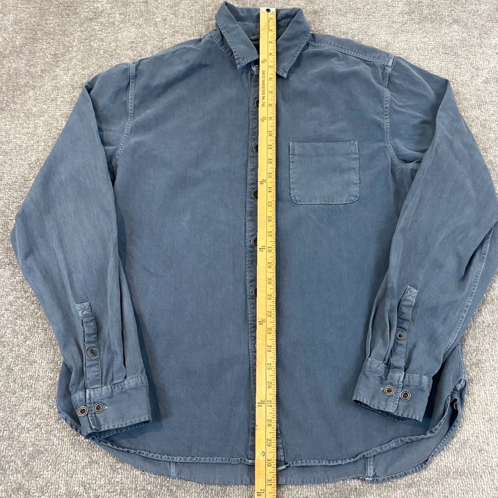 Vintage GRAMERCY Shirt Men XL Blue Washed Button Up Hike Trail Backpacking Silk Wool L/S Mens Size US XL / EU 56 / 4 - 5 Thumbnail