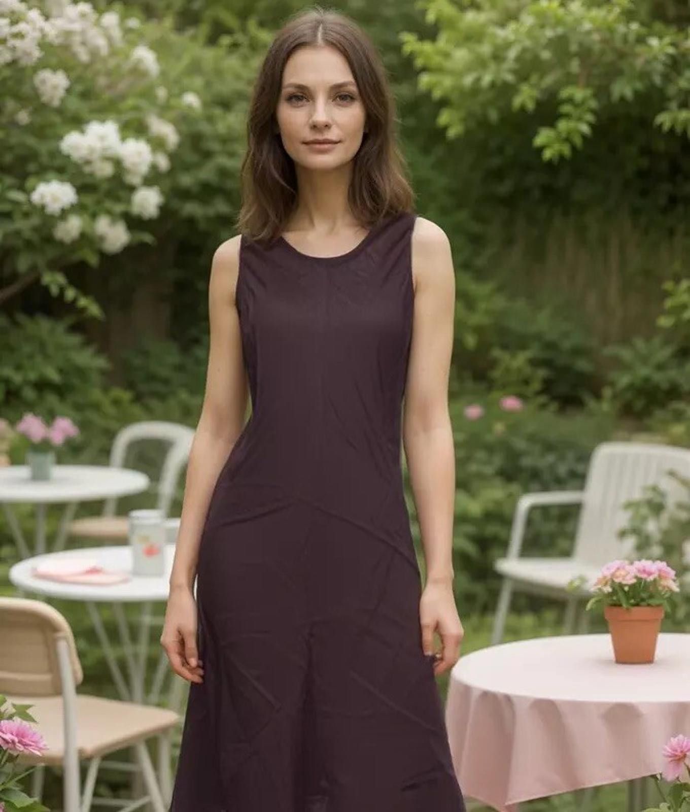 Eileen Fisher Eileen Fisher Petite Large Linen Chocolate Midi Maxi Dress Size L / US 10 / IT 46 - 1 Thumbnail