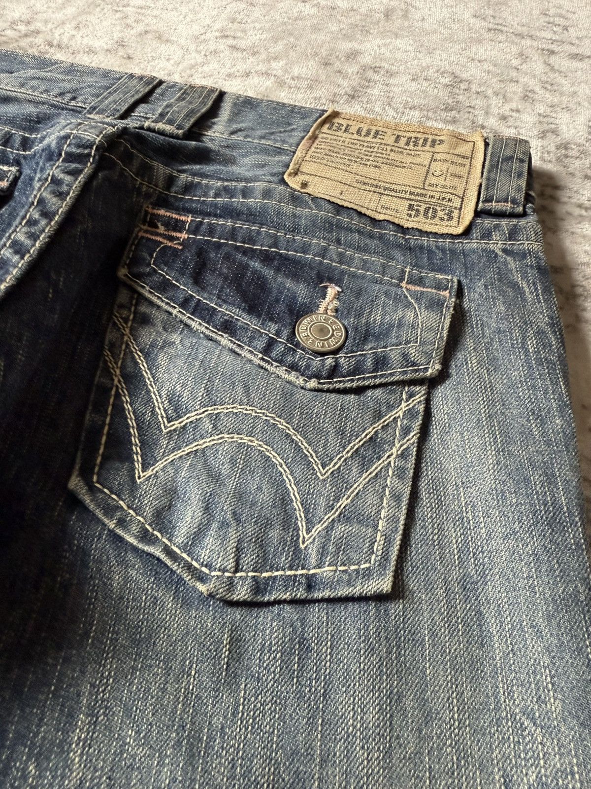Edwin 2000s Edwin 503 Shadow Wrinkle Wash Flared Jeans Size US 30 / EU 46 - 16 Thumbnail
