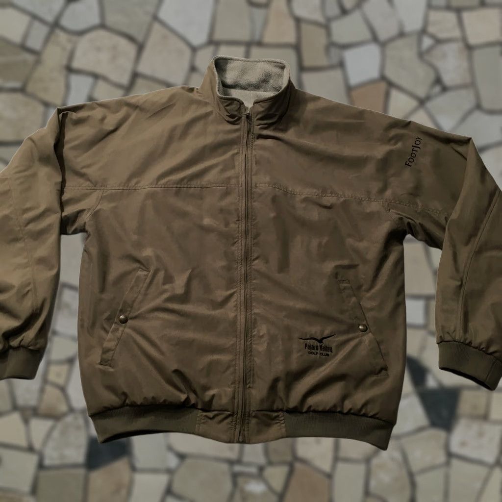 Footjoy FootJoy Reversible Jacket Golf Windbreaker ZIP Beige Green L Men's XL Beige Reversible Pockets Logo 1/2 Zip Shell Polyester Sports Golf Jacket Mens XL Size US L / EU 52-54 / 3 - 1 Thumbnail