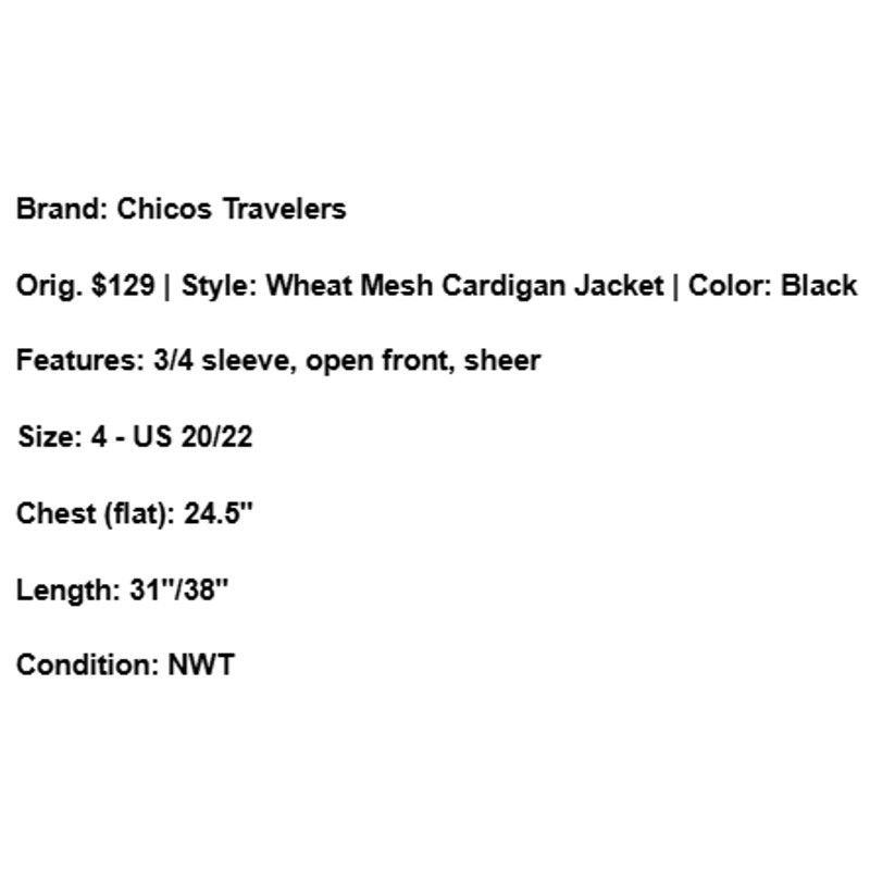 Chicos Chicos Travelers Mesh Cardigan Jacket Open Plus Size 4 Black Size 3XL / US 20-22 - 7 Thumbnail
