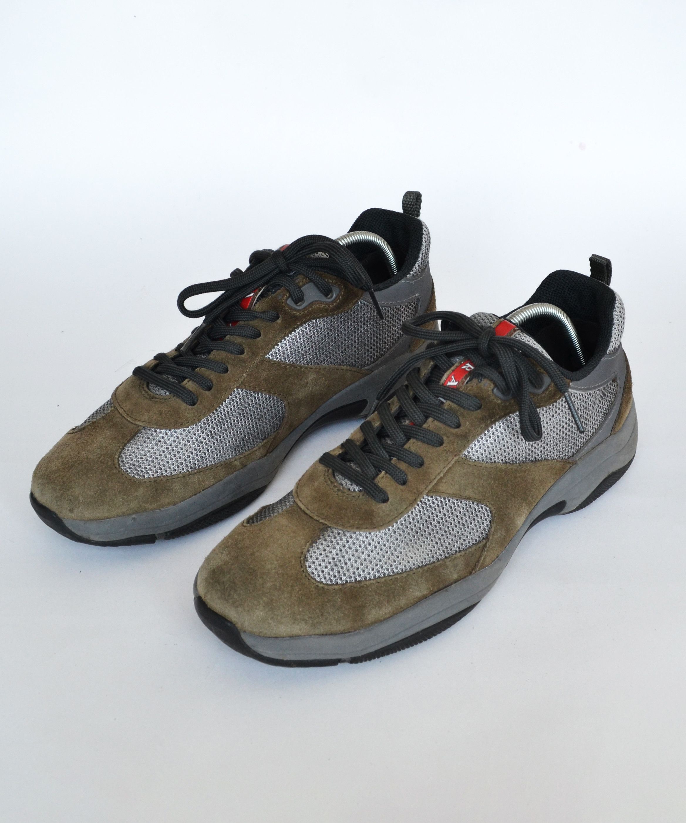 Prada 🔴 PRADA Sneakers Americas Cup Shoes Grey Suede Red Tab Size US 6 / EU 39 - 3 Thumbnail