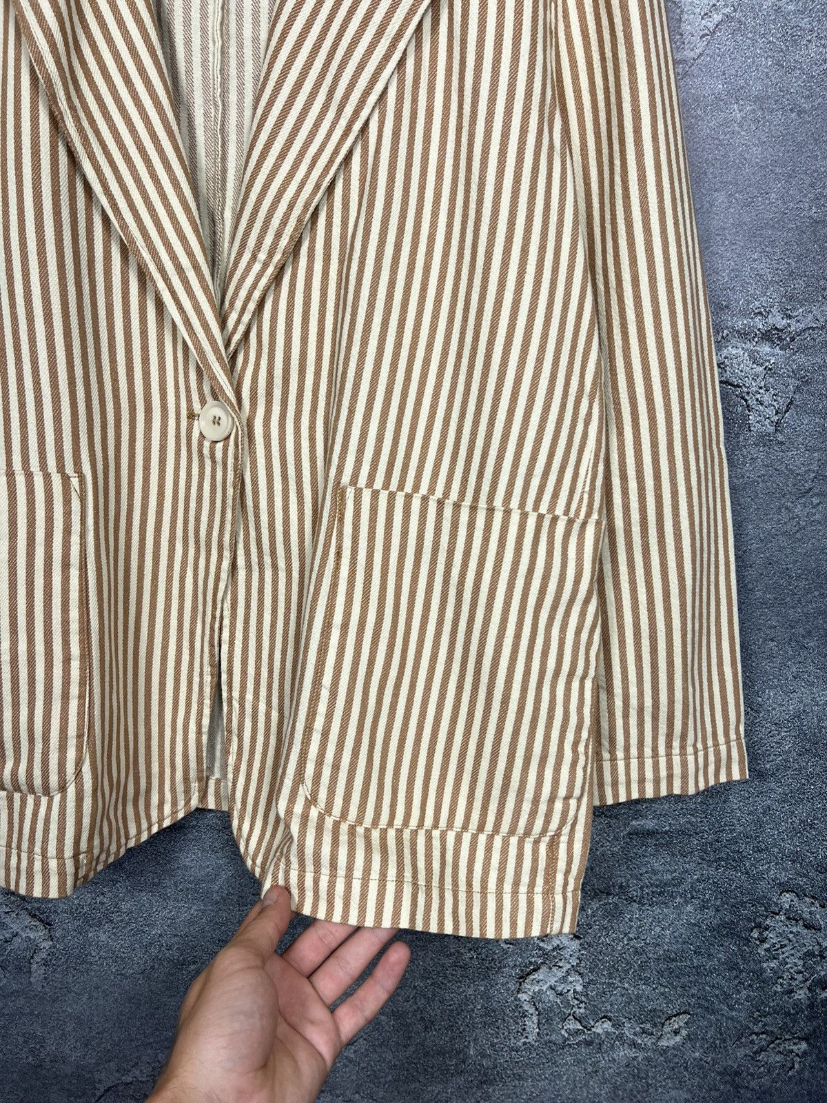Aspesi Aspesi One Button Striped Cotton Blazer Jacket Size US M / EU 48-50 / 2 - 5 Thumbnail