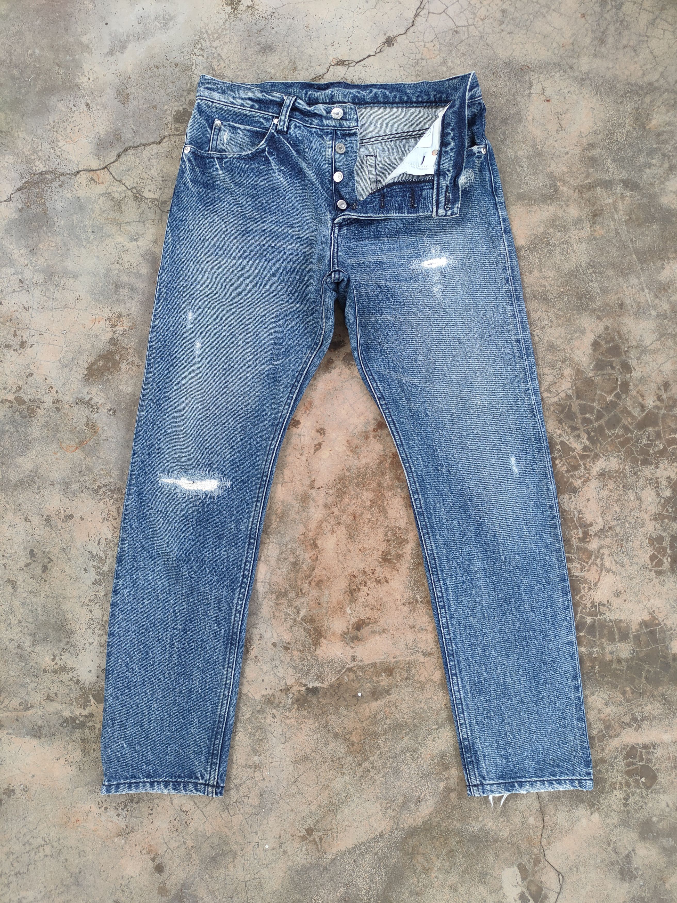 BEAUTY&YOUTH × Vintage VINTAGE JAPANESE SKINNY FADED DISTRESSED JEAN DENIM PANTS Size US 32 / EU 48 - 1 Thumbnail