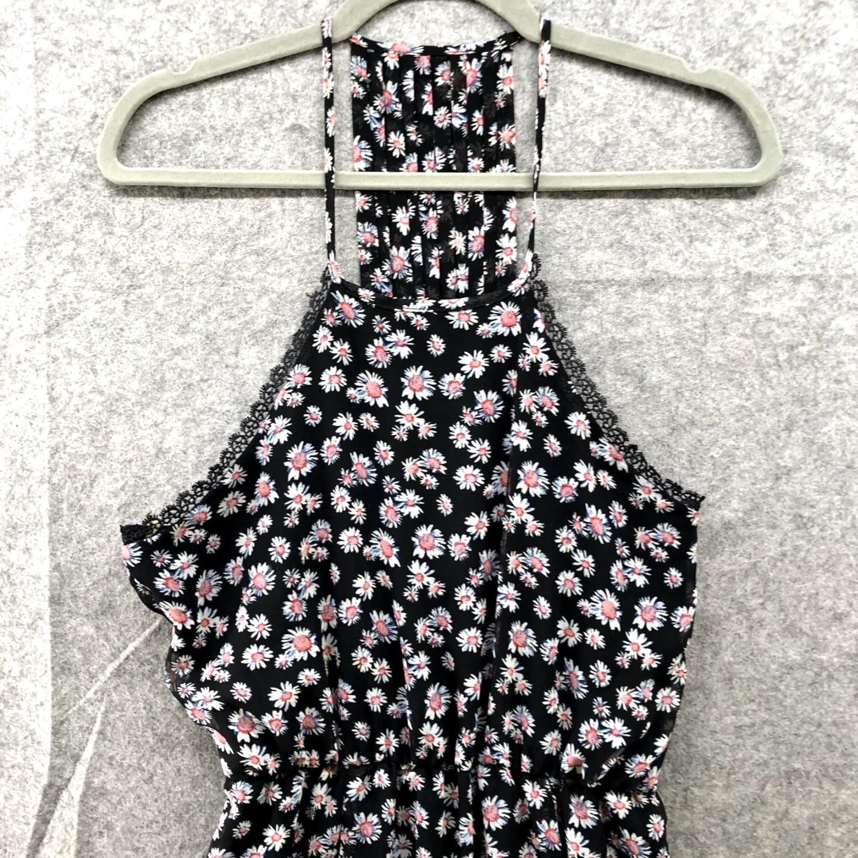 Vintage Heart Soul Maxi Dress M Black Floral Halter Chiffon Sleeveless Front Slits Beach Bohemian Women Women’s M Size M / US 6-8 / IT 42-44 - 3 Thumbnail