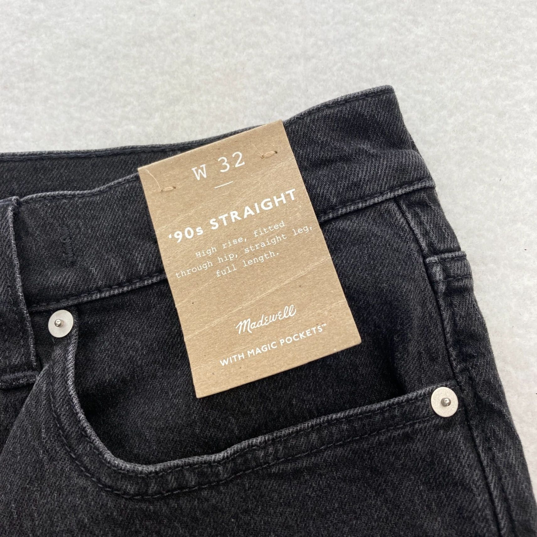 Madewell Madewell 90s Straight Jeans Women's 32 Black Denim High Rise Stretch Studded Y2K Jeans Size 24" / US 00 / IT 34 - 3 Thumbnail