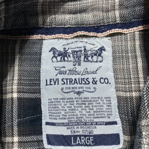 Levi's Levis Shirt Mens Large Plaid Western Pearl Snap Button Long Sleeve Gray Black Size US L / EU 52-54 / 3 - 3 Thumbnail