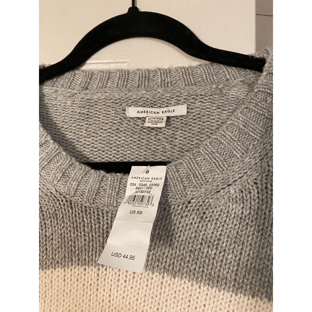 American Eagle Outfitters American Eagle NWT Tri-Color Gray, Cream, and Black Sweater, Size XS / US 0-2 / IT 36-38 - 5 Thumbnail