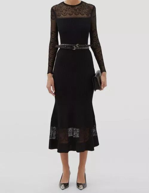 Alexander McQueen o1y0225 Maxi Dress in Black Size S / US 4 / IT 40 - 4 Thumbnail