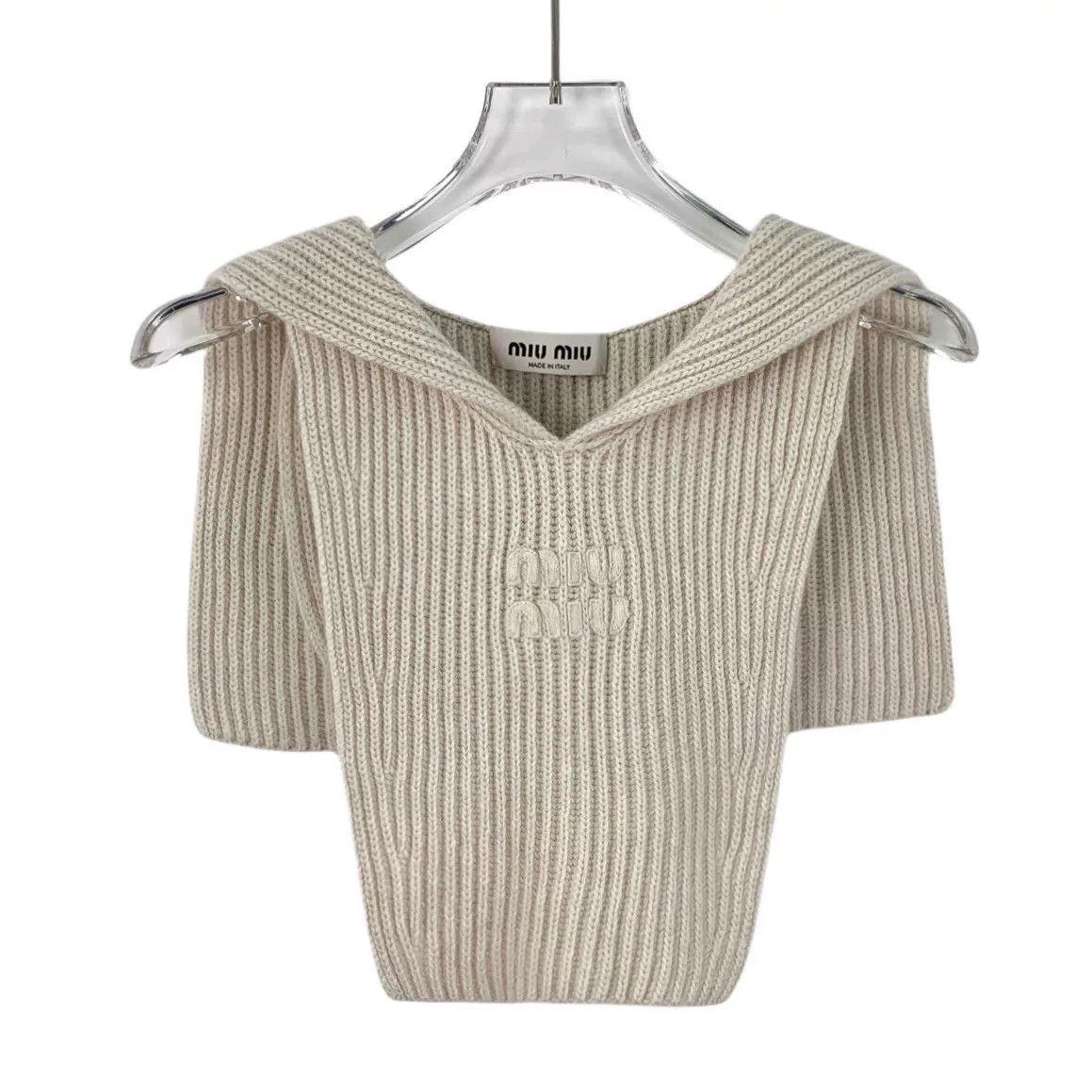 brown letter embroidered knit sweater