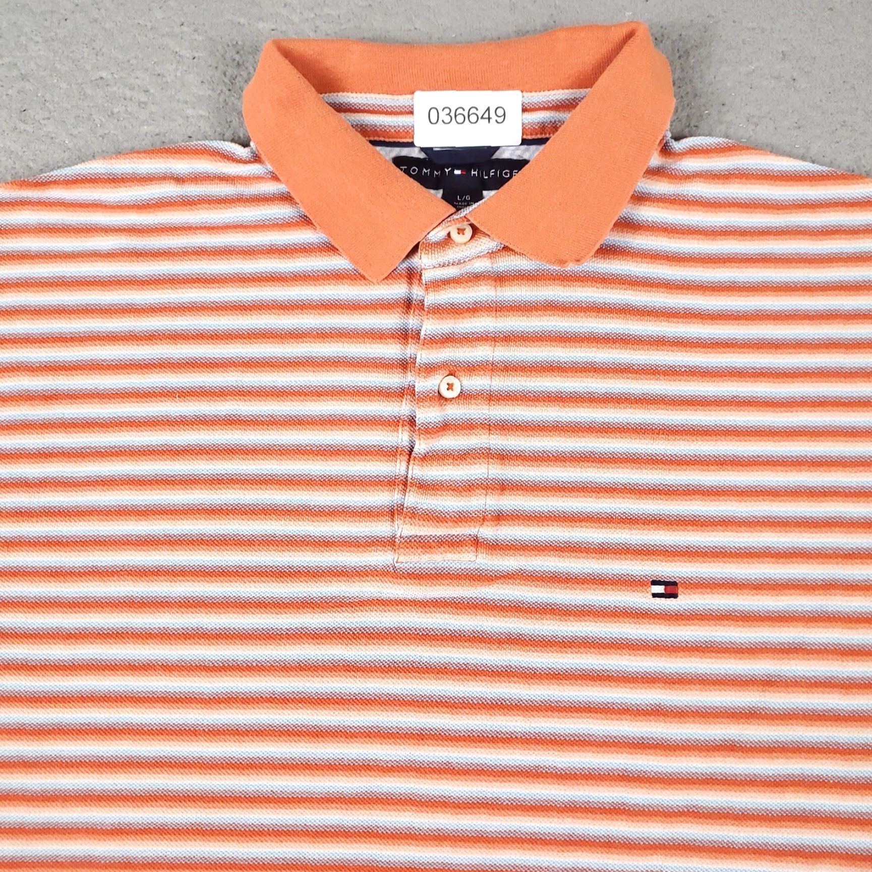 Tommy Hilfiger Tommy Hilfiger Polo Shirt Mens Large Orange Striped Casual Short Sleeve Activewear Size US L / EU 52-54 / 3 - 2 Thumbnail