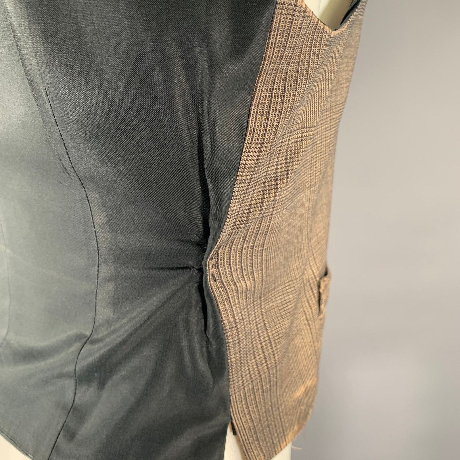 Other DIRTY ENGLIGH Size S Brown Tan Glen Check Wool Spandex Vest Size 38S - 6 Thumbnail
