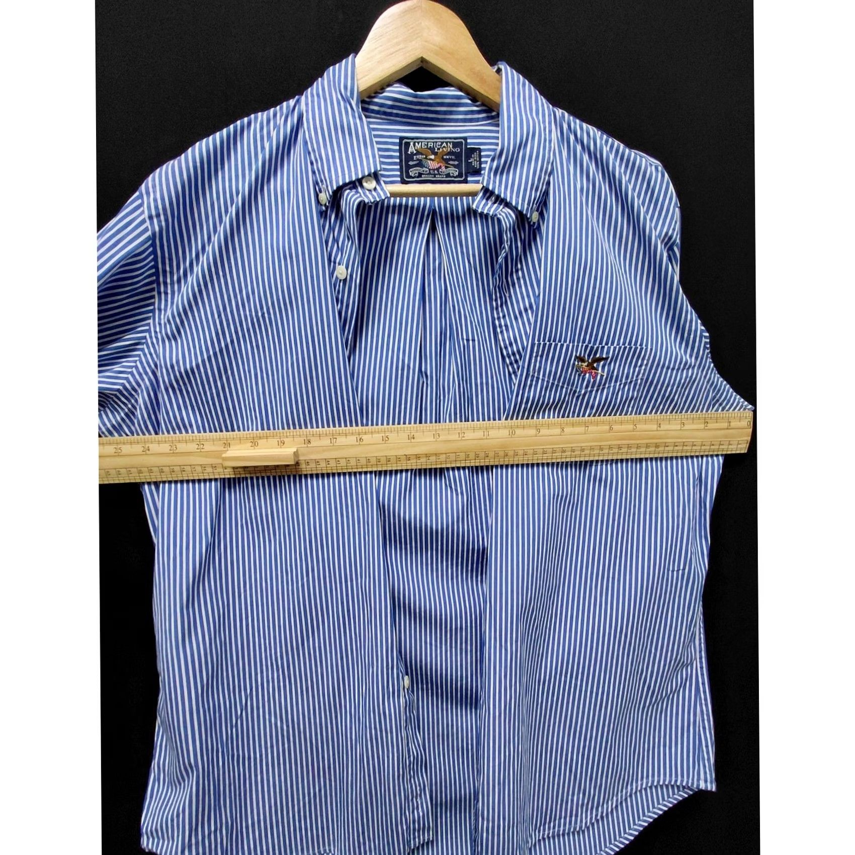 Vintage American Living Blue Striped Button-Up Shirt Long Sleeve Knit Men Size L Size US L / EU 52-54 / 3 - 7 Thumbnail