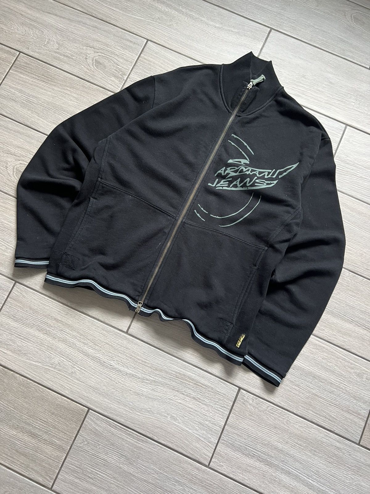 Rare Vintage Zip Hoodie Armani Black Avant-Garde