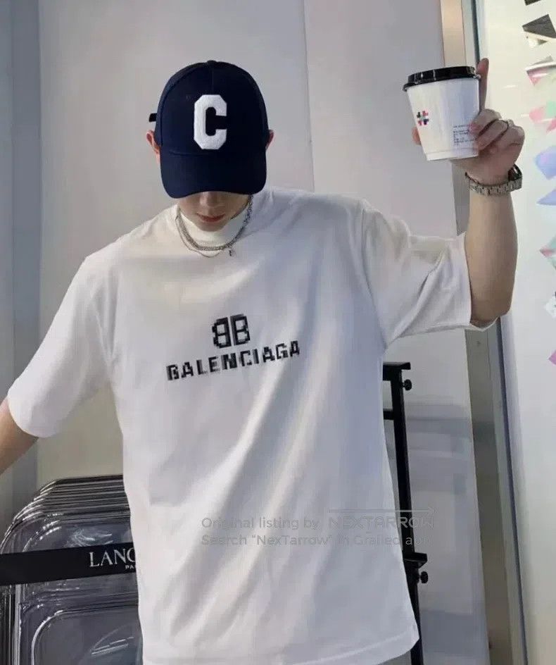 Balenciaga Balenciaga White Double B Mosaic Short Sleeve Size US M / EU 48-50 / 2 - 4 Thumbnail