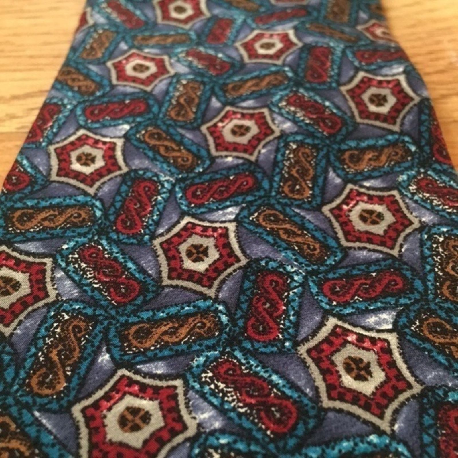 Dior Vintage Christian Dior Monsieur Abstract Blue Silk Tie Size ONE SIZE - 7 Thumbnail