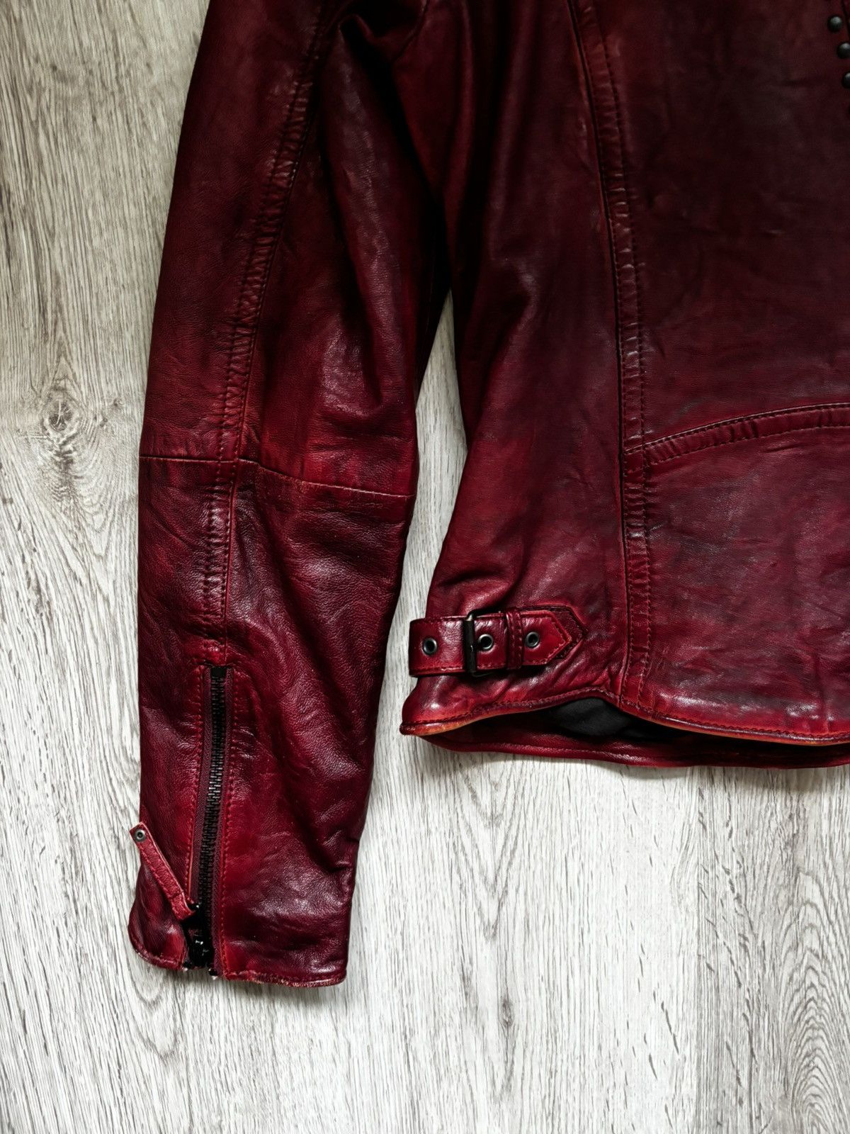 Other Freaky Nation Red Distressed Star Leather Biker Jacket Size M / US 6-8 / IT 42-44 - 16 Thumbnail