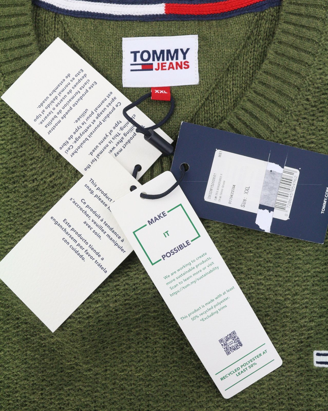 Tommy Hilfiger REQ STRUCTURED 2XL Olive Green Knit Jumper 87382 Size US XXL / EU 58 / 5 - 10 Thumbnail