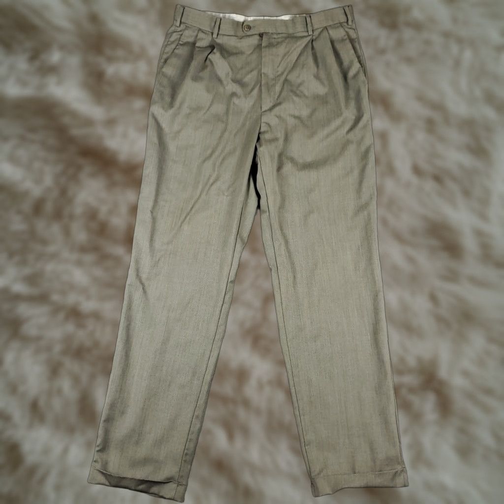 Zanella VINTAGE Zanella Dress Pants Mens 36 Wool Gray Classic Trousers Business Formal Workwear Italy Size US 36 / EU 52 - 1 Thumbnail