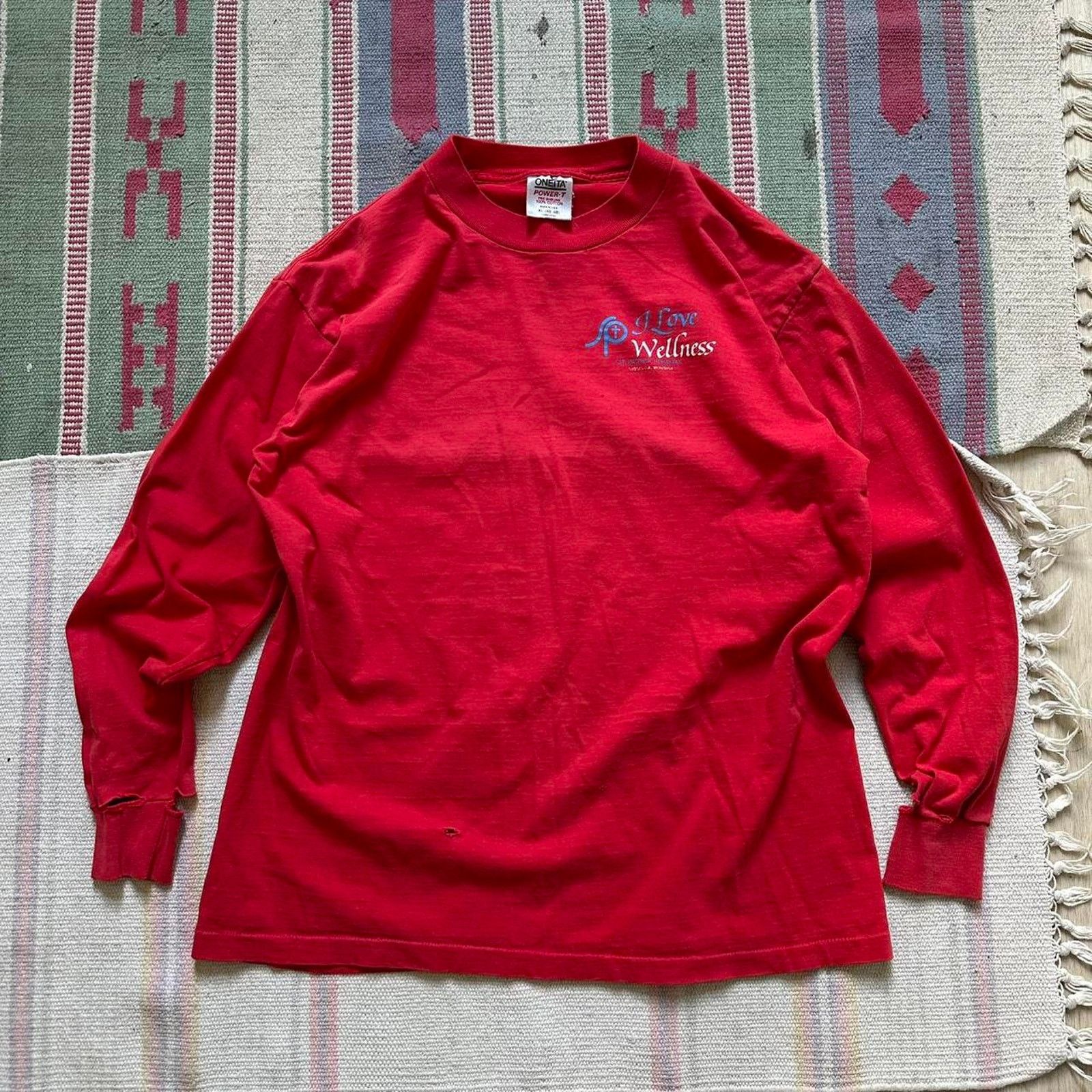 Vintage Vintage 90s Thrashed Faded Church Love Wellness Longsleeve Size US M / EU 48-50 / 2 - 4 Thumbnail