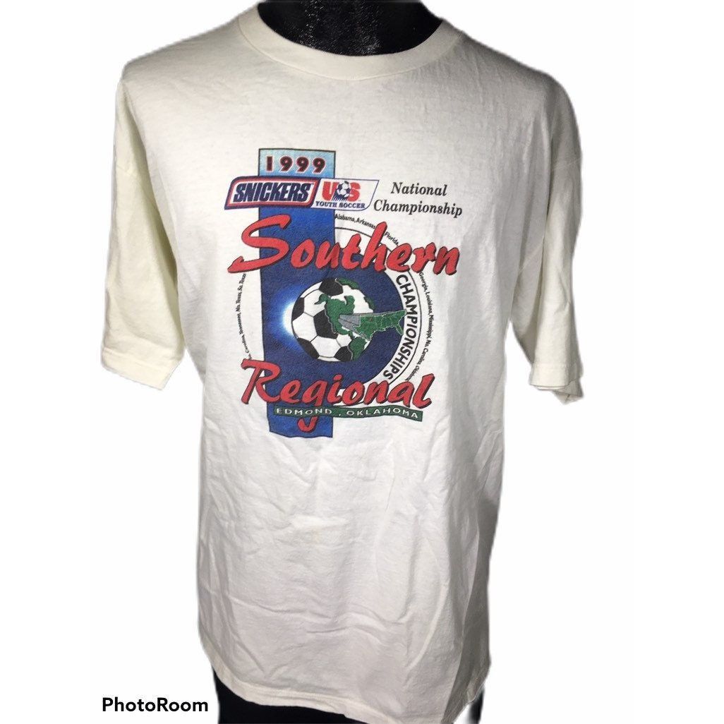 Adidas Vitg Adidas USA Spell Out National Youth Soccer 1999 T Shirt Size US L / EU 52-54 / 3 - 2 Thumbnail