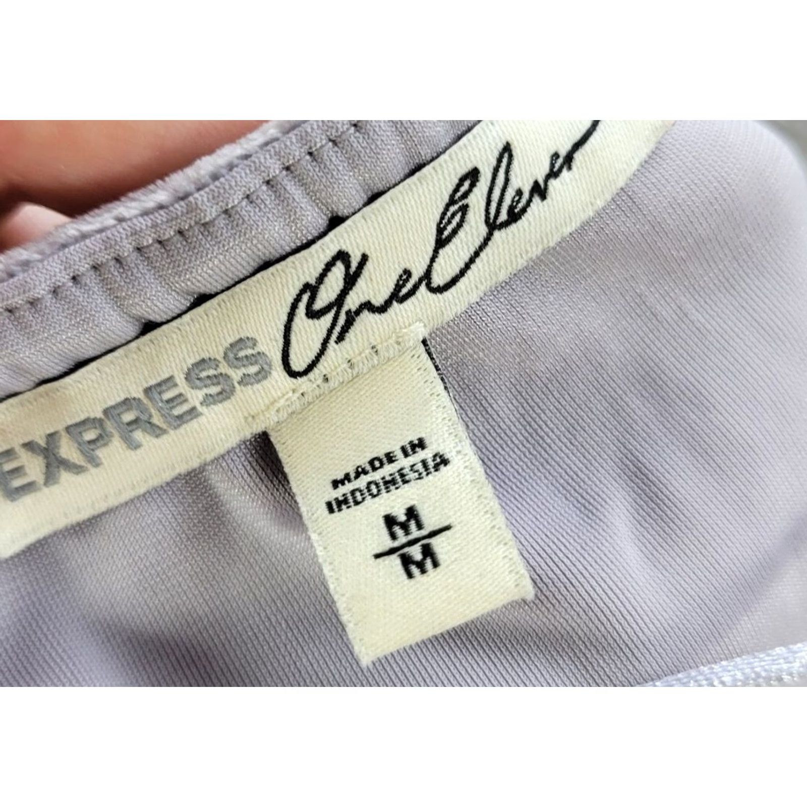 Express Express Cropped Velvet Cami Tank Grey/Lavender Sz M Womens Sleeveless Cropped Velvet Polyester Express One Eleven Size M / US 6-8 / IT 42-44 - 3 Thumbnail