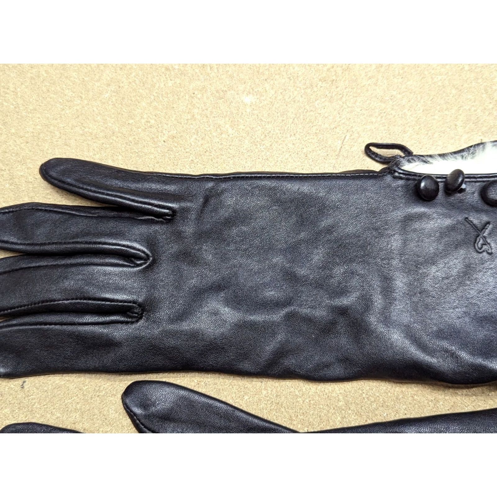 Vintage Betmar New York Genuine Leather Womens Gloves Black Winter S-M Size ONE SIZE - 2 Thumbnail