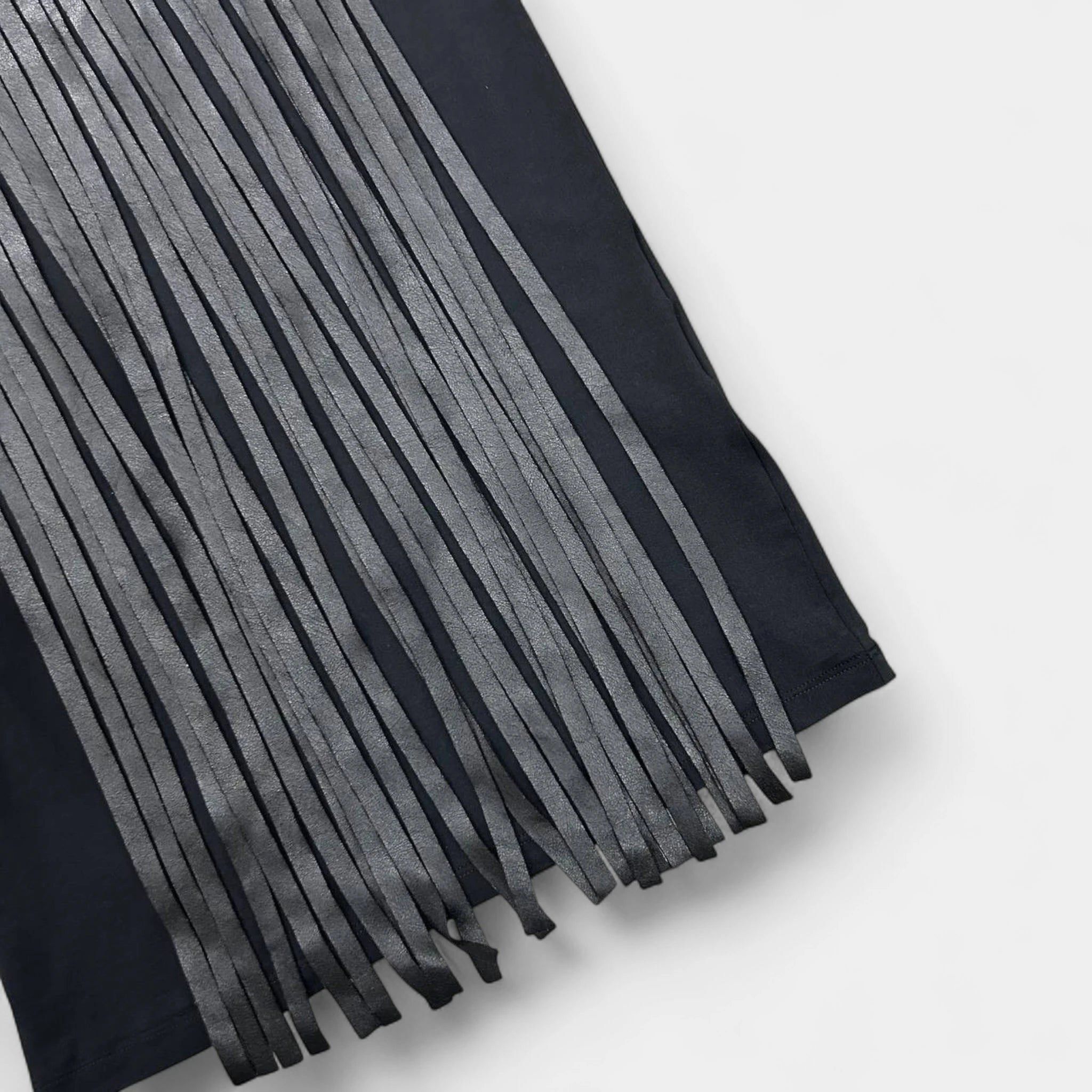 Neil Barrett Neil barret Black Leather Fringe T-shirt Size US S / EU 44-46 / 1 - 2 Thumbnail