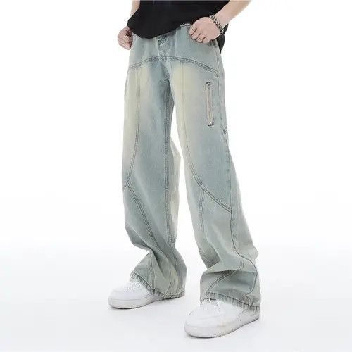 Jean Mikami x Honji Topstitched Seam Baggy Flared Jeans Men y2k Size US 32 / EU 48 - 3 Thumbnail