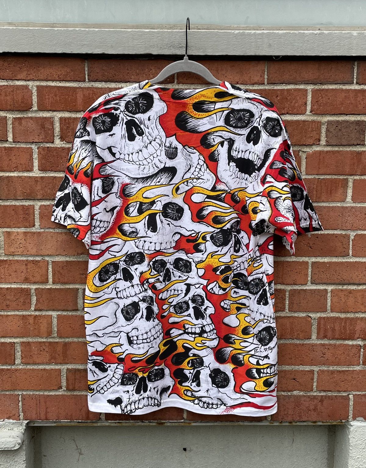 Hanes Vintage Burning Skulls B.A.R. Ghost Rider Inspired AOP tee Size US L / EU 52-54 / 3 - 4 Thumbnail