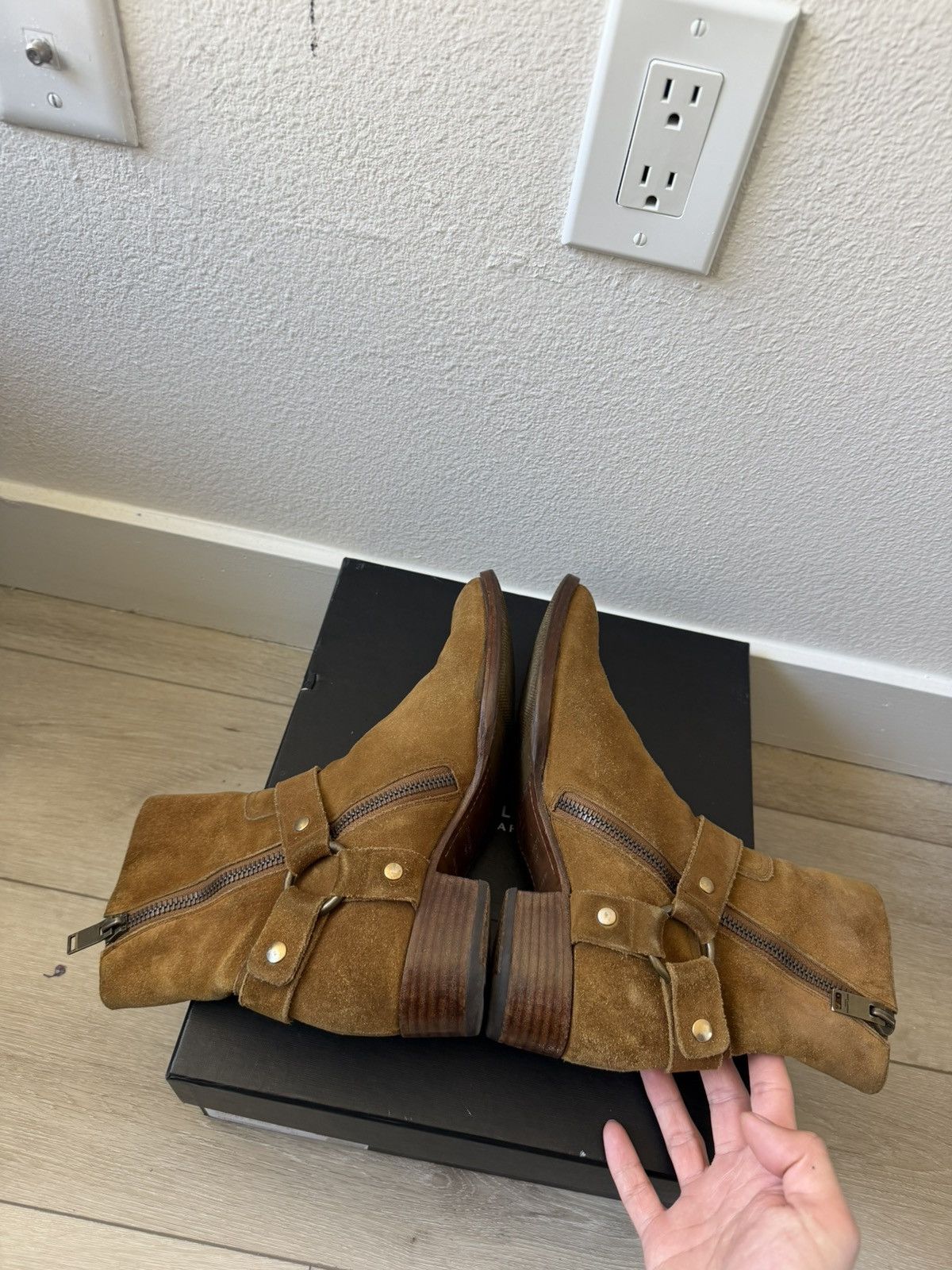 Saint Laurent Paris FW13 Ochre Suede Harness Wyatt Boots 41 Size US 8.5 / EU 41-42 - 5 Thumbnail