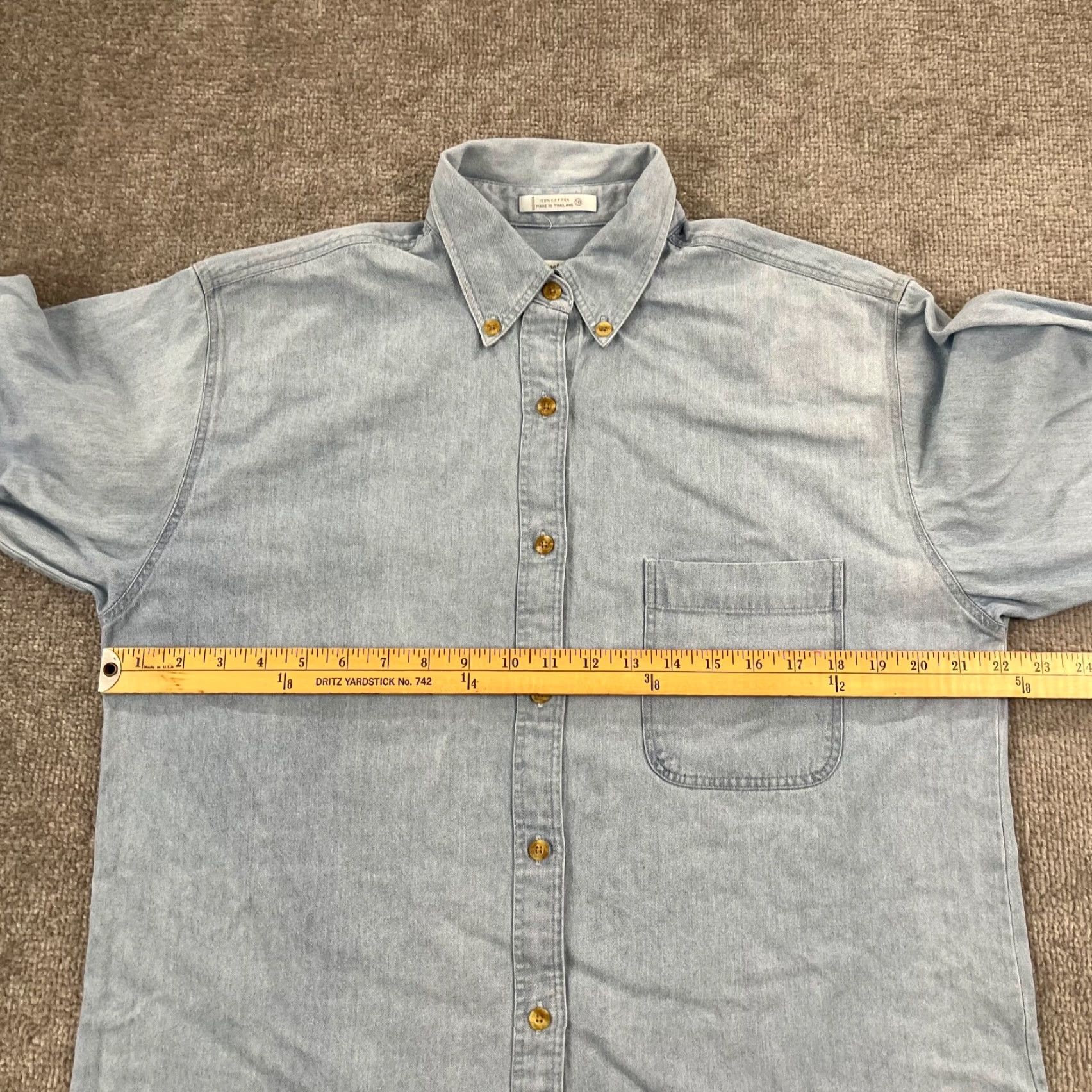 Denime WILMINGTON COUNTRY STORE Shirt Mens Large Blue Lightweight Denim Button Down L/S Size US L / EU 52-54 / 3 - 5 Thumbnail