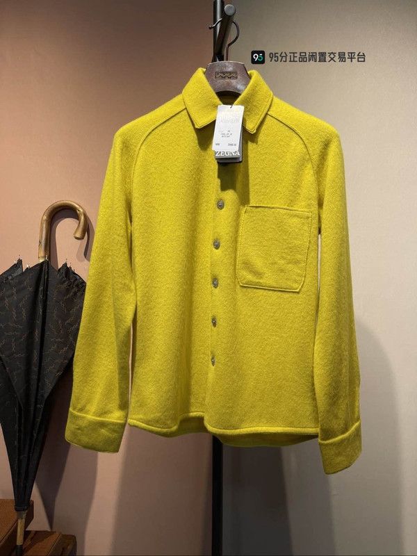 Ermenegildo Zegna Zegna Men's Yellow Long-Sleeve Knit Shirt Size US XS / EU 42 / 0 - 1 Thumbnail