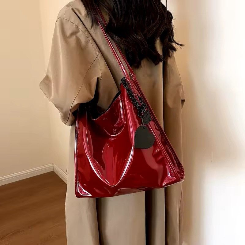 Vintage Casual Shopping Designer Tote Red Shoulder Bag, Women's