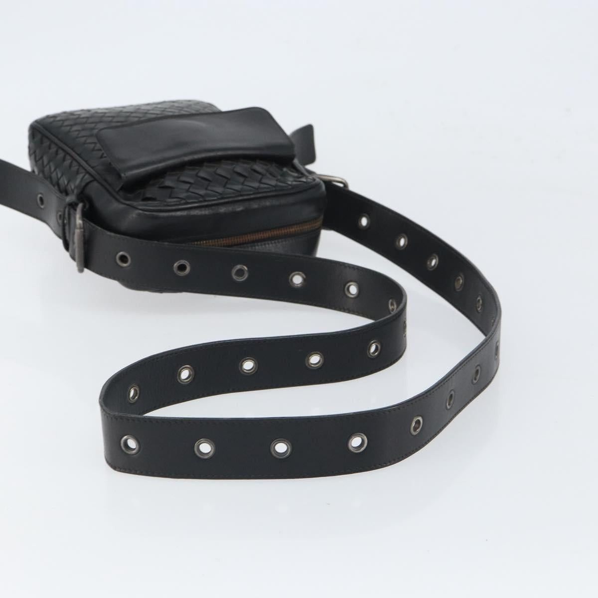 BOTTEG AVENETA INTRECCIATO Shoulder Bag Leather Black Silver