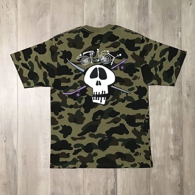 BAPE × stussy skull logo T-shirt a bathing ape 1st camo