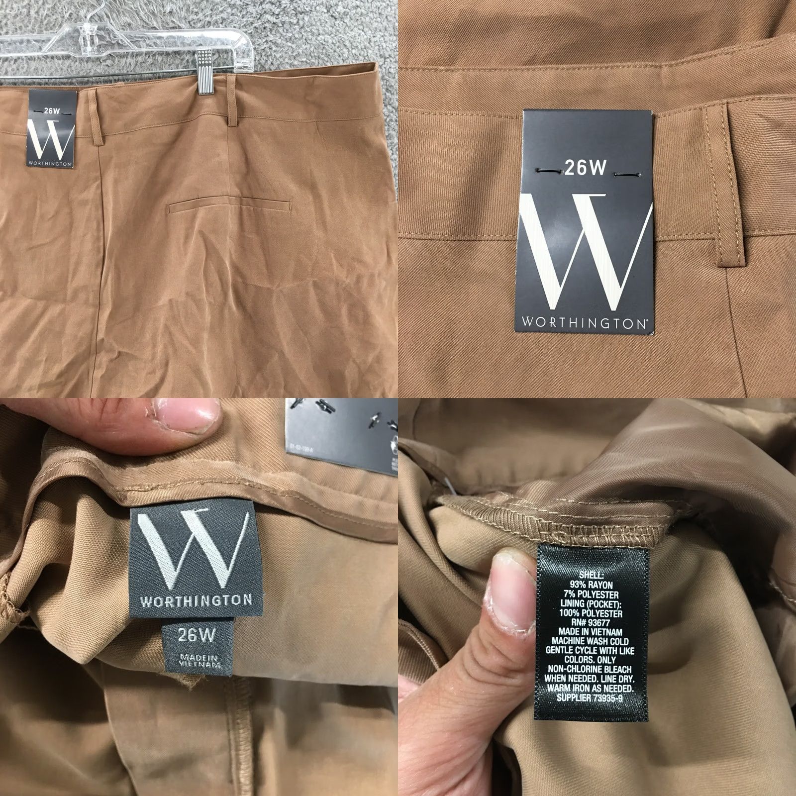 Worthington Worthington Chino Shorts Womens 26W Brown Hi-Rise Flat Front Zip Fly Casual NEW Shirt Womens Brown 90s? Size 26" / US 2 / IT 38 - 8 Thumbnail