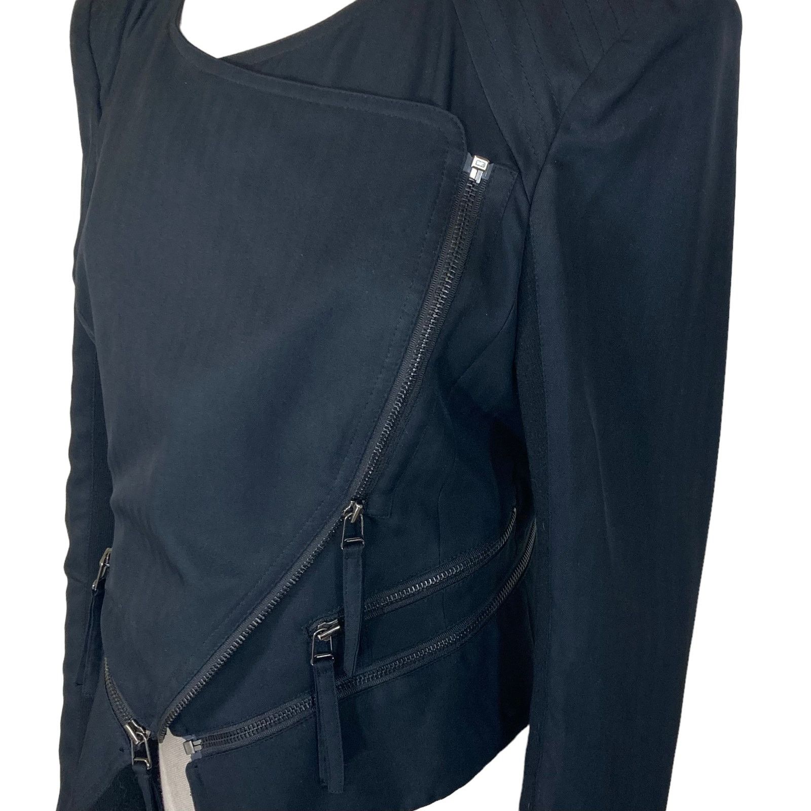Other Mcginn black silk moto jacket, womens med convertible coat Size M / US 6-8 / IT 42-44 - 14 Thumbnail