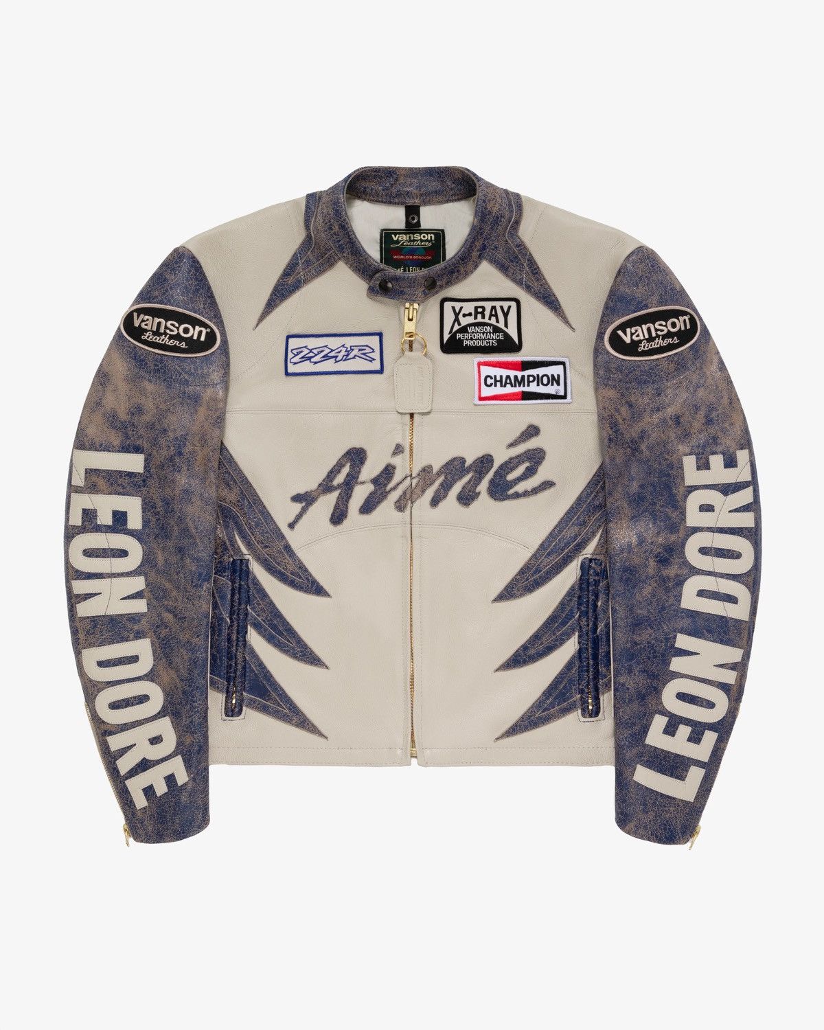 VANSON ウールジャケット Lsize Vintage 1980's “vanson” 2-tone Motorcycle MC Lace-up