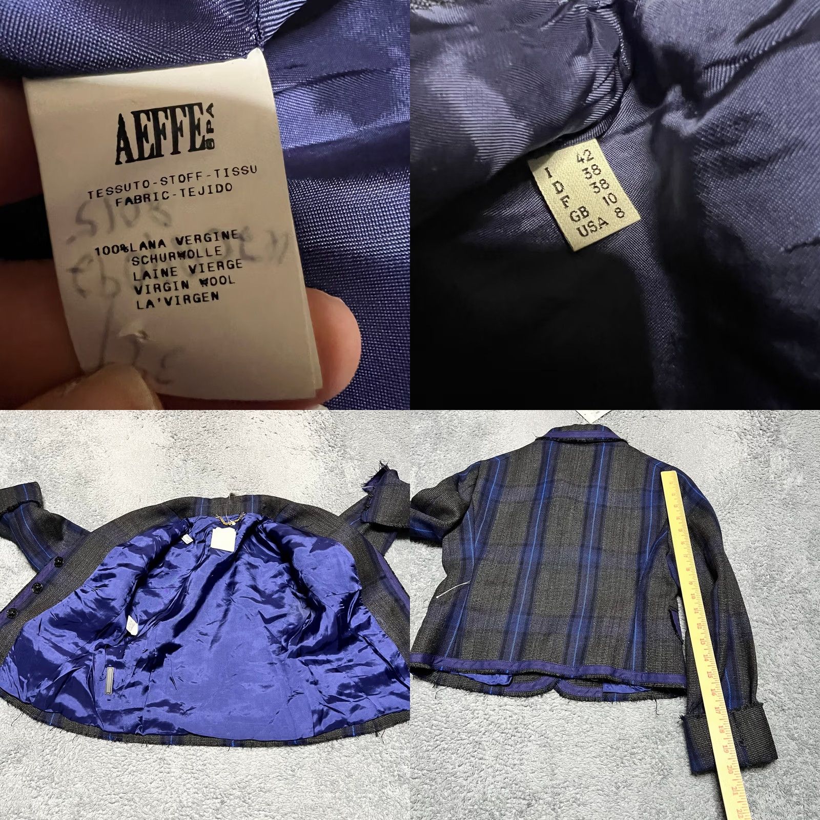 Moschino Moschino Plaid Blazer Womens 10 Jacket Cropped Snap Wool Punk Blue US 42 Italy Wool Blazer Womens Size L / US 10 / IT 46 - 8 Thumbnail