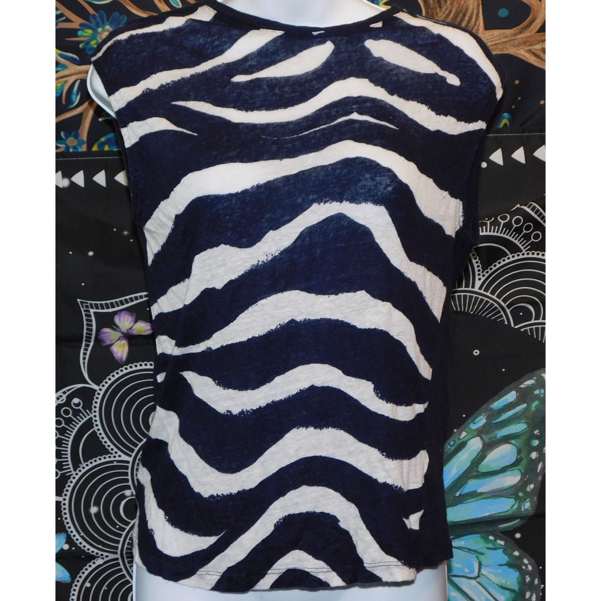 H&M H&M Trendy Navy Blue And White Zebra Tank Top Size S / US 4 / IT 40 - 3 Thumbnail