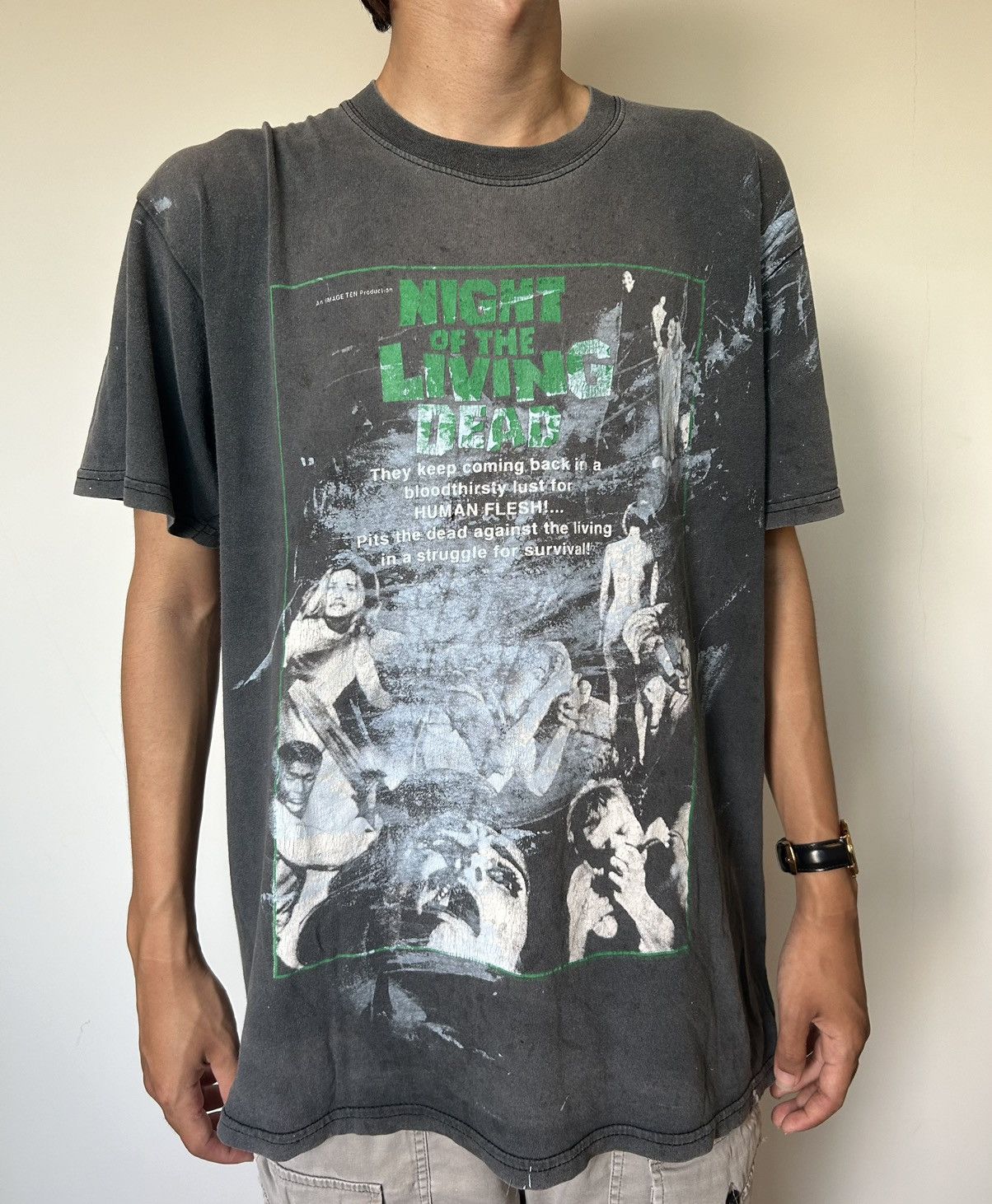 image of Expert Horror x Movie Vintage Night Of The Living Dead Horror Movie Tee in Black, Men's (Size XL)