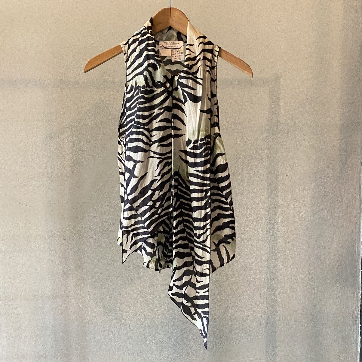 Max Mara MaxMara Zebra Print Sleeveless Bow Blouse Size M / US 6-8 / IT 42-44 - 19 Thumbnail