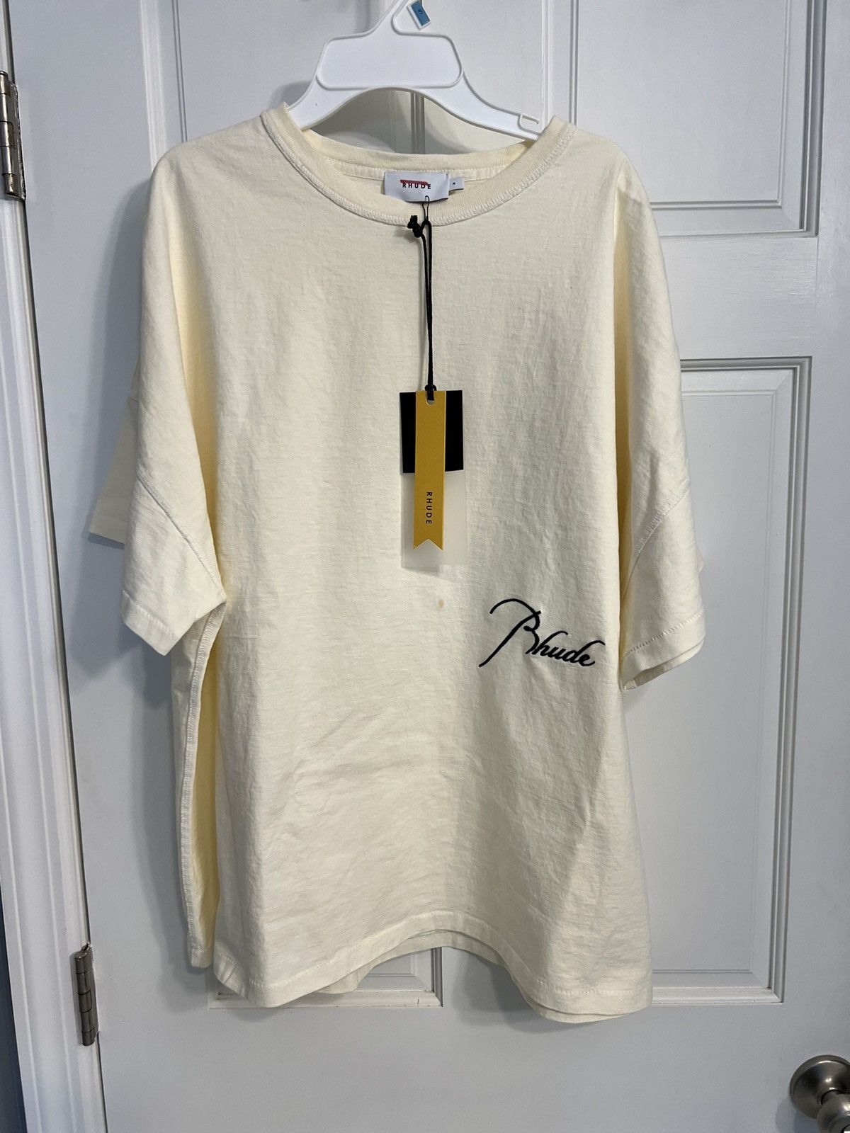 image of Rhude Logo T Shirt Size Medium in Tan, Men's