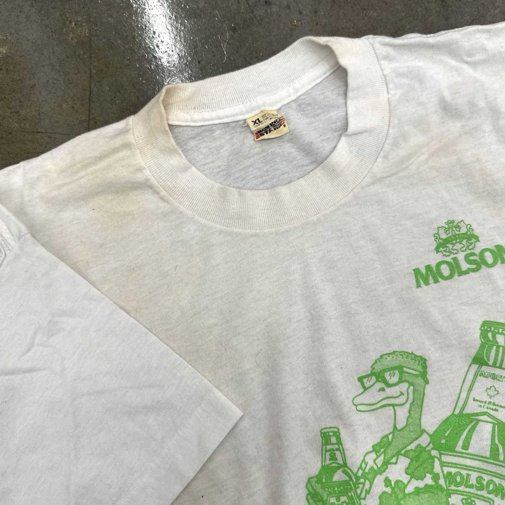 Fruit Of The Loom VINTAGE Molson Canadian Beer T Shirt 80s Screen Stars XL Distressed White Mens Size US XL / EU 56 / 4 - 2 Thumbnail