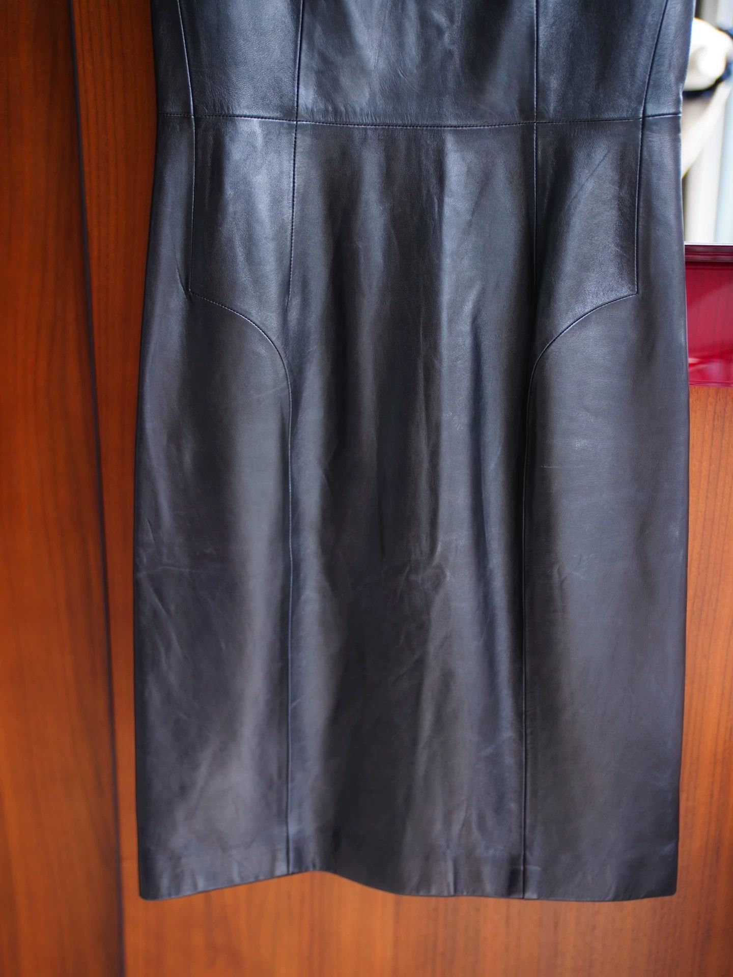 Yves Saint Laurent YSL Rive Gauche Leather Square Neck Dress Size L / US 10 / IT 46 - 6 Thumbnail