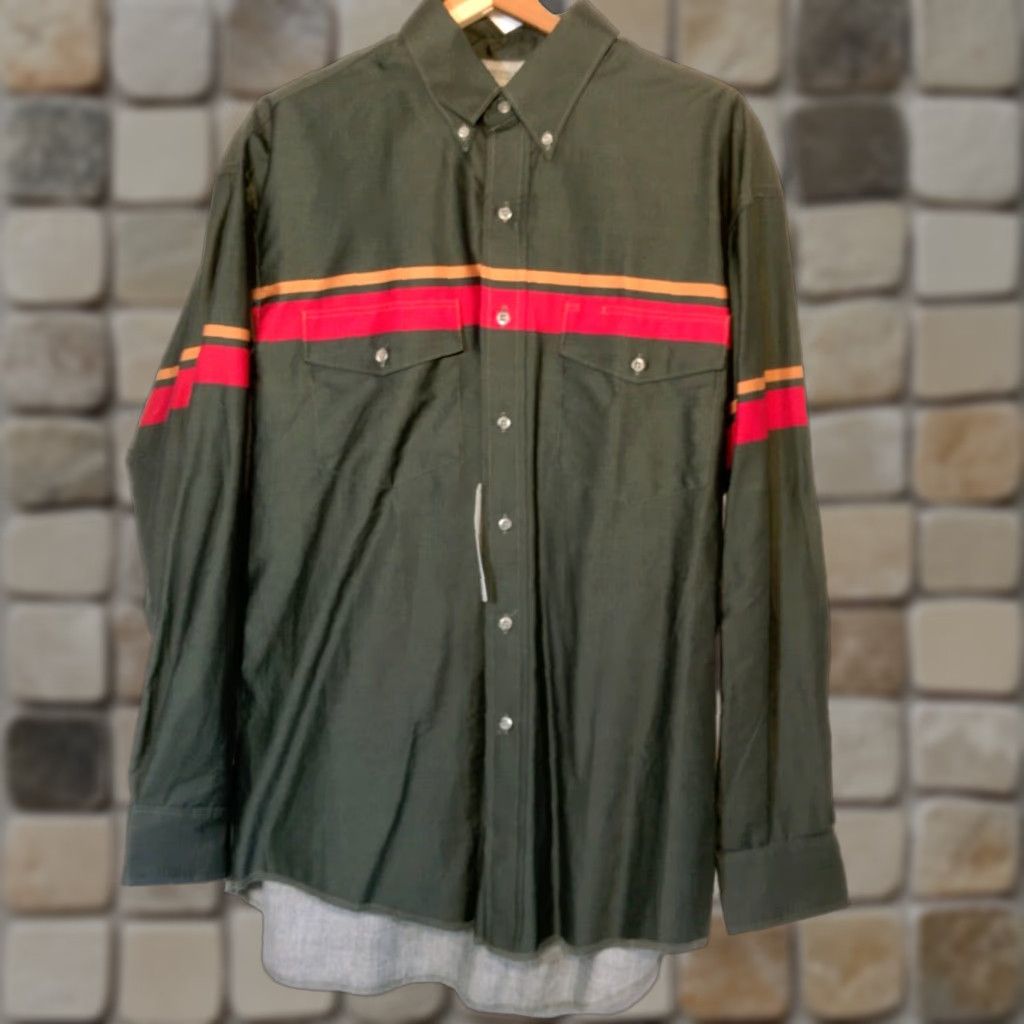 Wrangler VINTAGE Wrangler Western Shirt 17x35 Button-Down Green Stripe Cotton Woven Men Cowboy 1990s Rancher Irregular NOS Shirt Size US XL / EU 56 / 4 - 1 Thumbnail
