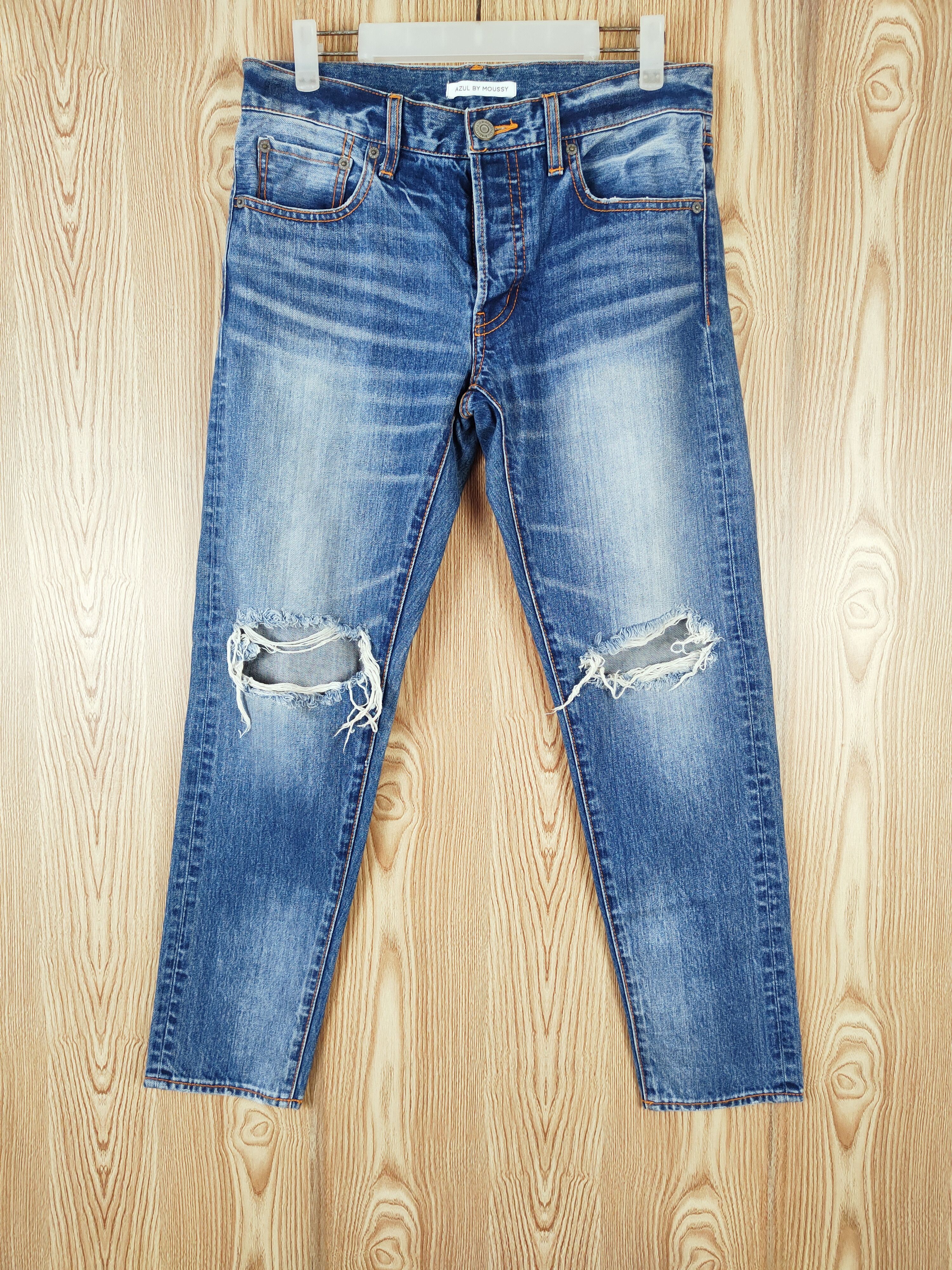MOUSSY × Vintage Vintage 💥 Azul by Moussy Blue Distressed Ripped Jeans Size 32" / US 10 / IT 46 - 1 Thumbnail