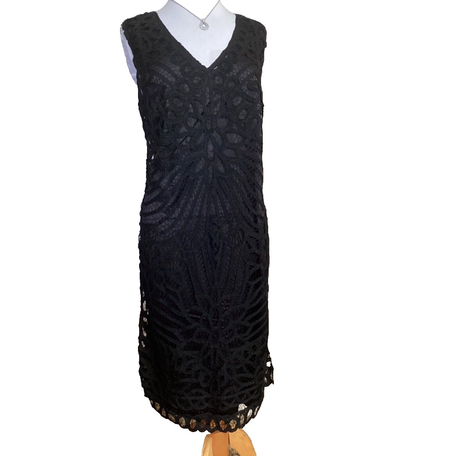 Ralph Lauren RALPH LAUREN RETRO BLACK LACE CROCHET SHEATH COCKTAIL DRESS Size XL / US 12-14 / IT 48-50 - 1 Thumbnail