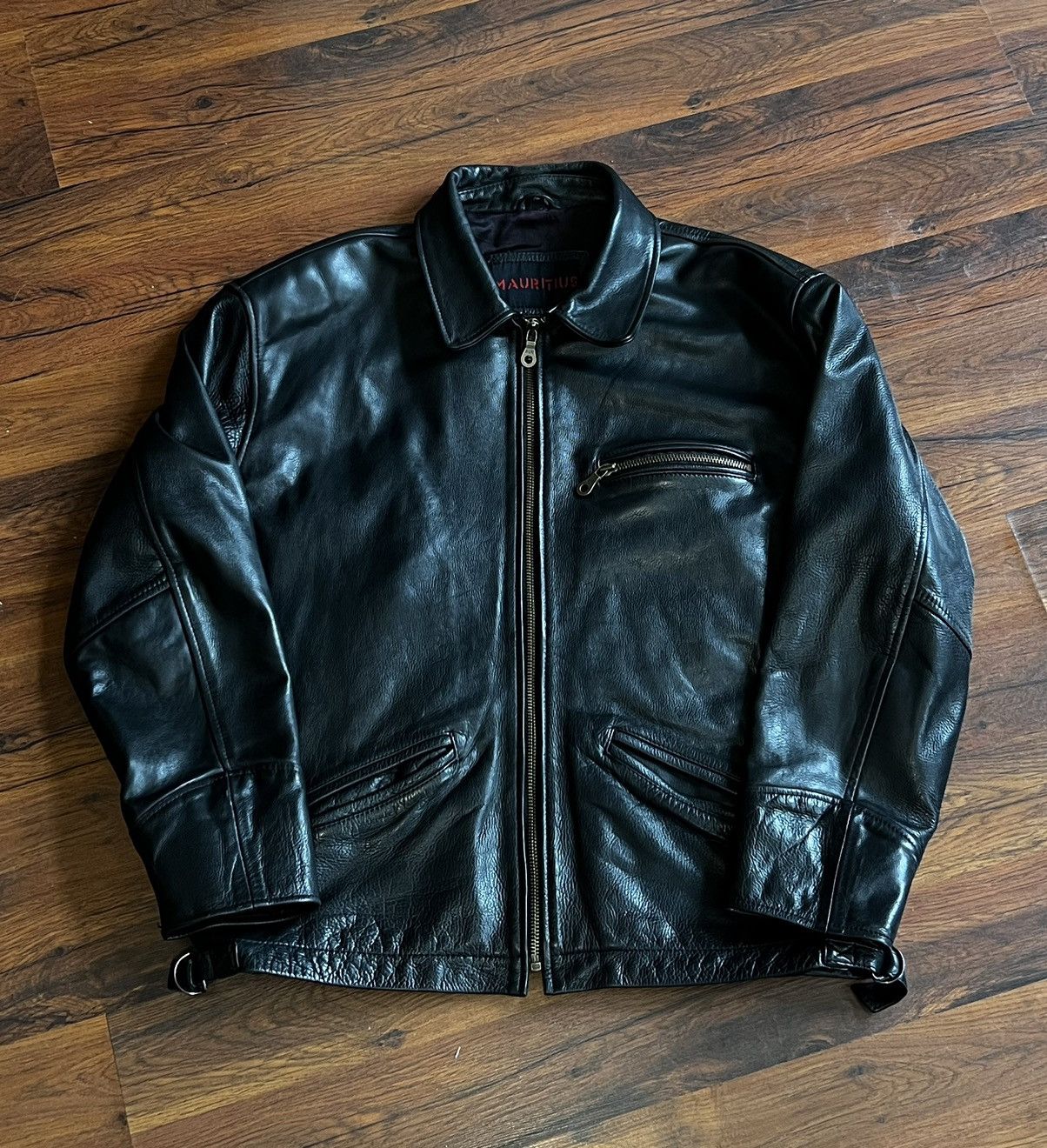 Leather Vintage Genuine Real Leather Jacket High Quality Rock Punk Size US XL / EU 56 / 4 - 1 Thumbnail
